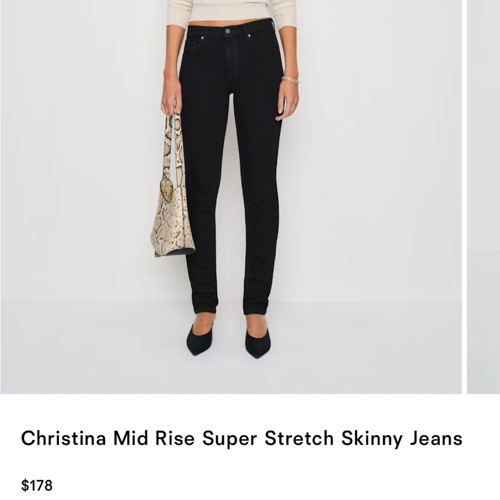 REFORMATION Black Mid Rise Super Stretch Skinny Jeans